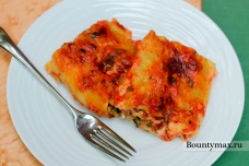 Лазанья с творожной начинкой и ветчиной
