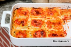 Лазанья с творожной начинкой и ветчиной
